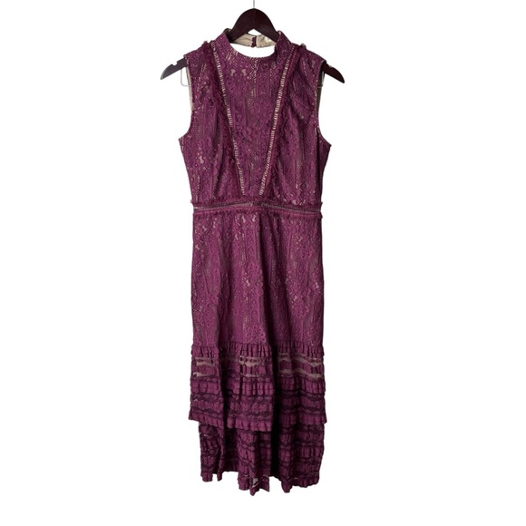 NWOT Bohme Sleeveless Lace Midi Dress In Burgundy Women’s Sz Small Wedding Guest - Picture 2 of 9